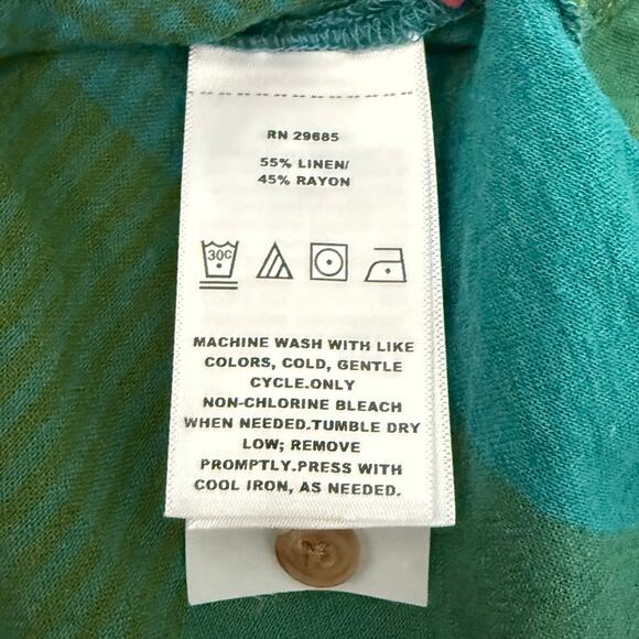 Pendleton Green Blue Plaid Adley Linen Blend Button Down Long Sleeve Shirt sz L - Picture 7 of 10